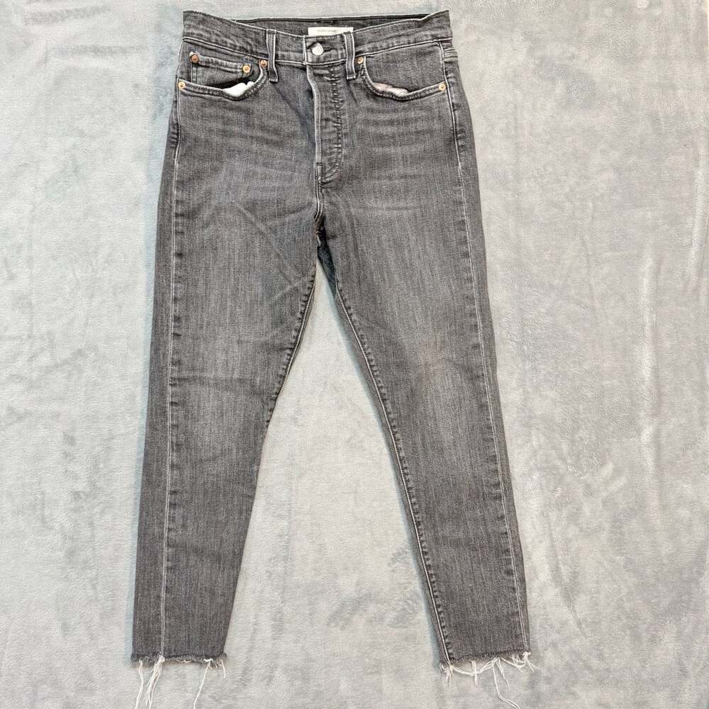 Levi's Wedgie Skinny Jeans Gray High Rise Raw Hem